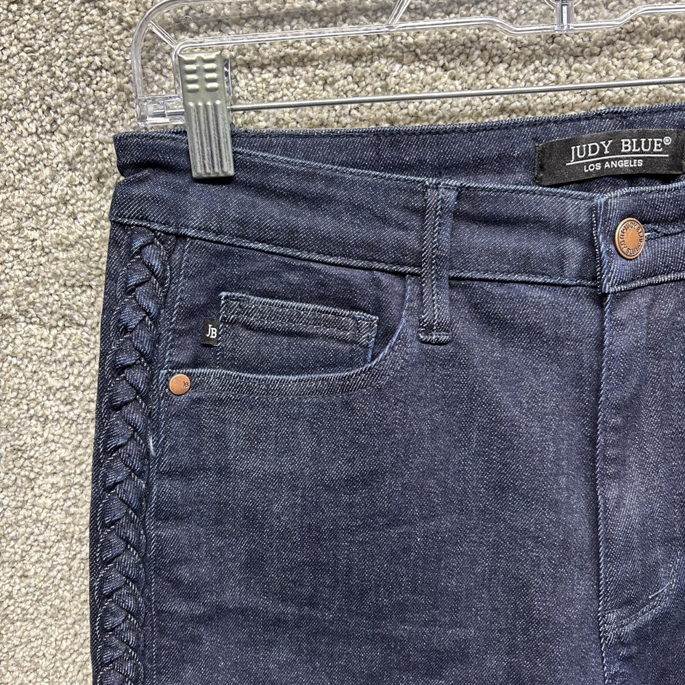 Judy Blue Wide Leg Denim Jeans‎ Women's 11/30x25 Cropped Blue Braided Sides NWOT - Picture 4 of 14